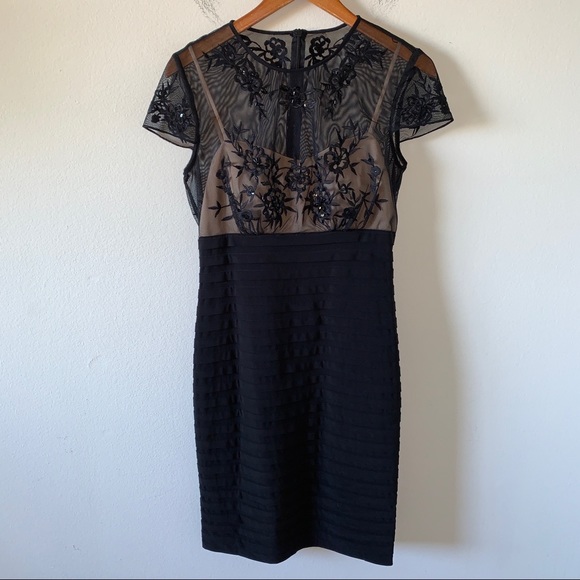 MARINA Dresses & Skirts - Marina Cap Sleeve Lace Black Bodycon Dress